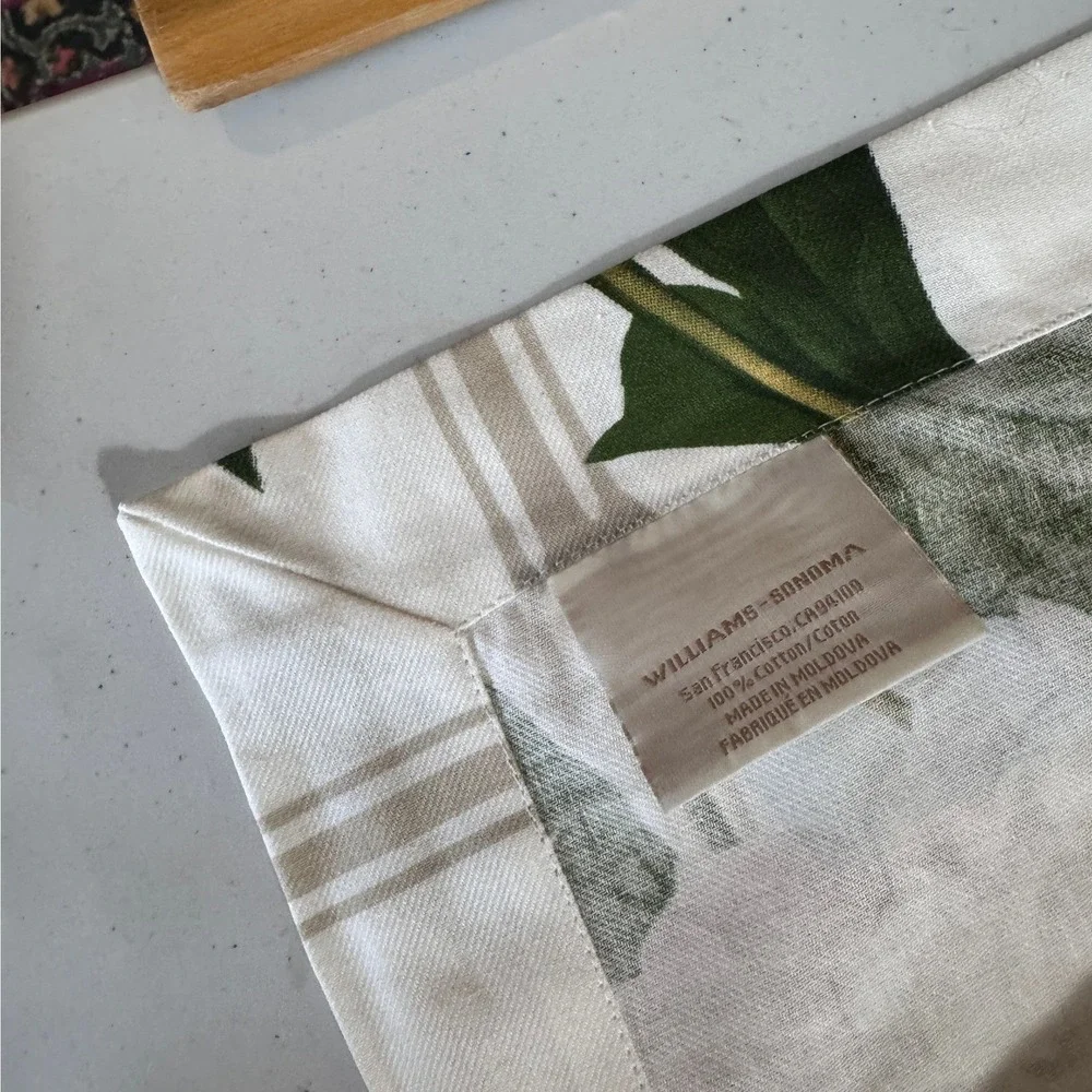 Williams-Sonoma Tablecloth 70x90 White Floral Peony Rose Cotton Cottagecore